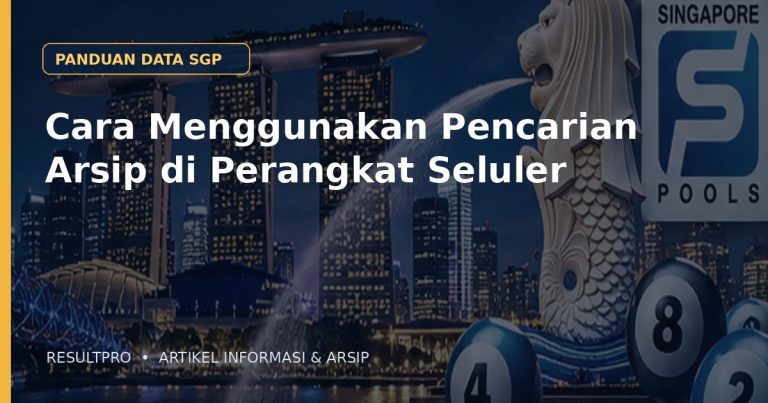 Ilustrasi artikel Cara Menggunakan Pencarian Arsip di Perangkat Seluler dengan latar panorama Singapura dan desain data historis