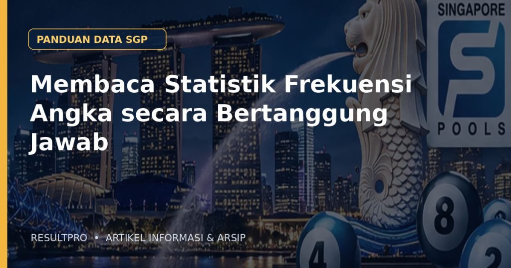 Ilustrasi artikel Membaca Statistik Frekuensi Angka secara Bertanggung Jawab dengan latar panorama Singapura dan desain data historis