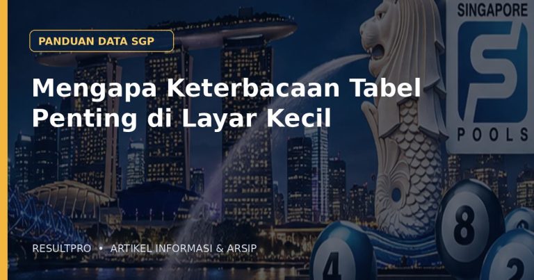 Ilustrasi artikel Mengapa Keterbacaan Tabel Penting di Layar Kecil dengan latar panorama Singapura dan desain data historis