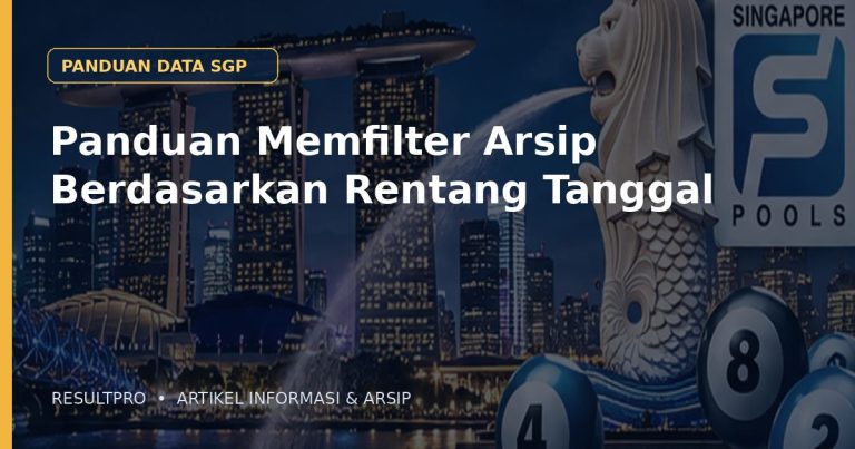 Ilustrasi artikel Panduan Memfilter Arsip Berdasarkan Rentang Tanggal dengan latar panorama Singapura dan desain data historis